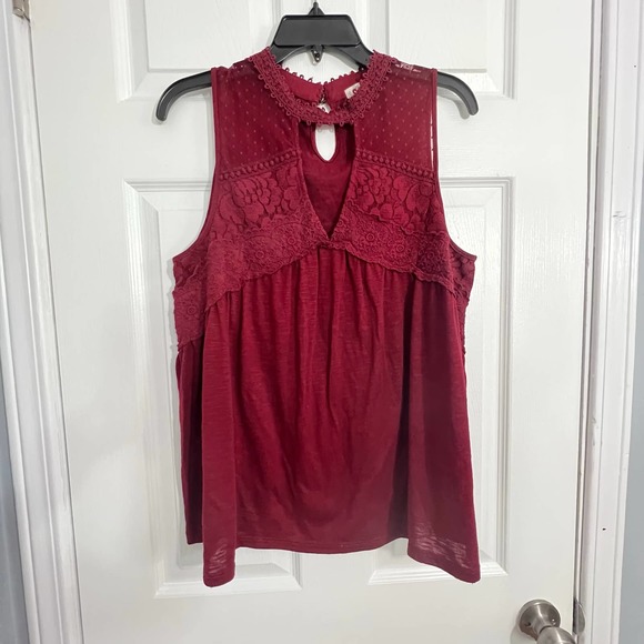 HINT OF MINT WOMEN HIGH NECK BURGUNDY TOP SIZE XL - Picture 1 of 7